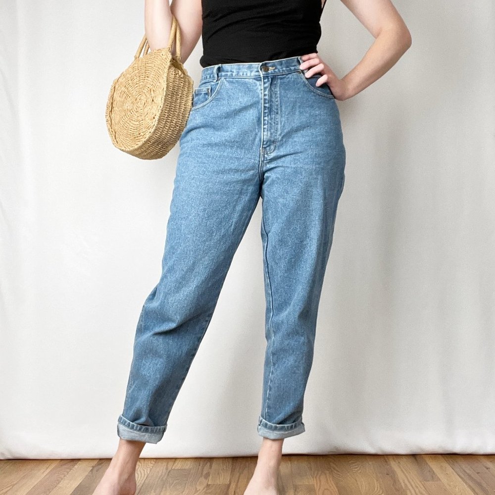 Vintage High Rise Straight Leg Jeans Relaxed Boyfriend Full Length Denim 90s Dad - Picture 5 of 8